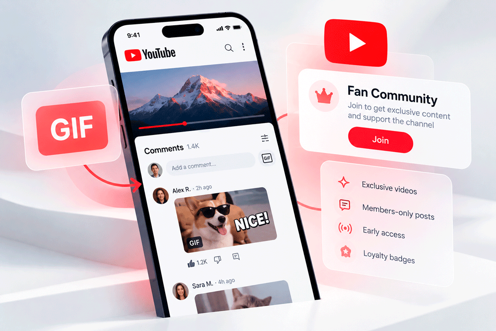 YouTube додасть GIF у коментарі, платні спільноти та Hype with Jewels
